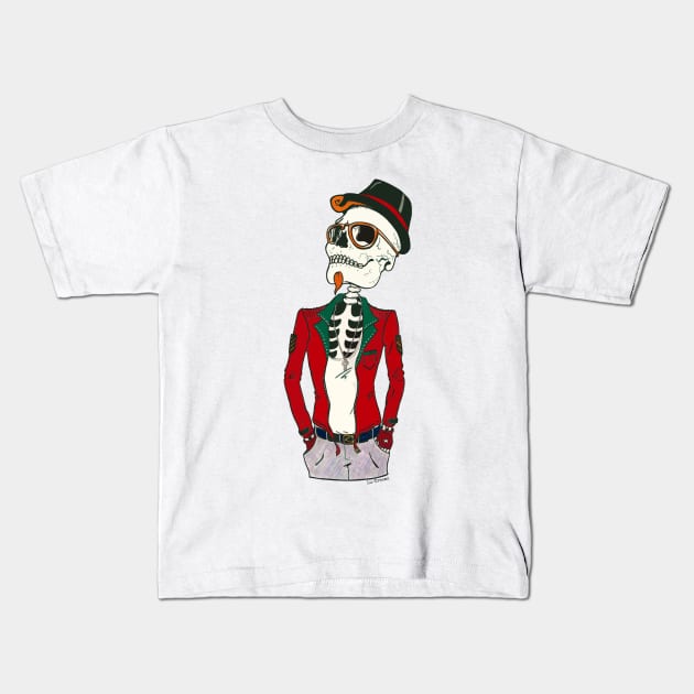 Hipster Skeleton. Kids T-Shirt by LuDreams